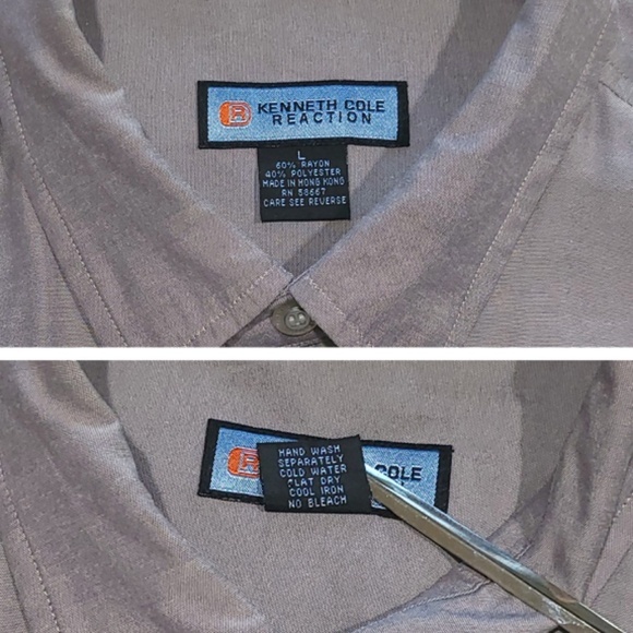 Kenneth Cole Reaction Vintage Button Short Sleeve Gray Silky Shirt Men Lg/Med - Picture 9 of 12